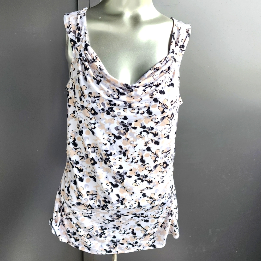 🪼EUC  MULTI COLOURED COWL NECK SLEEVELESS TANK TOP BY WHBM ~ SIZE MEDIUM